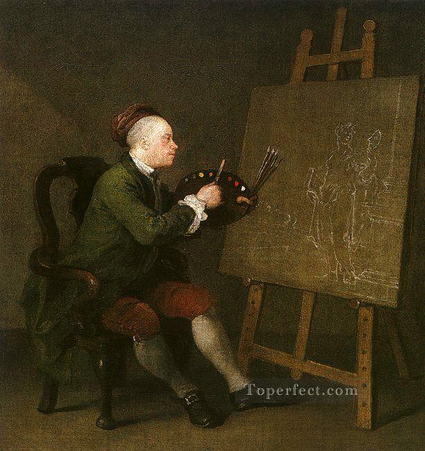 Self Portrait at the Easel William Hogarth Oil Paintings